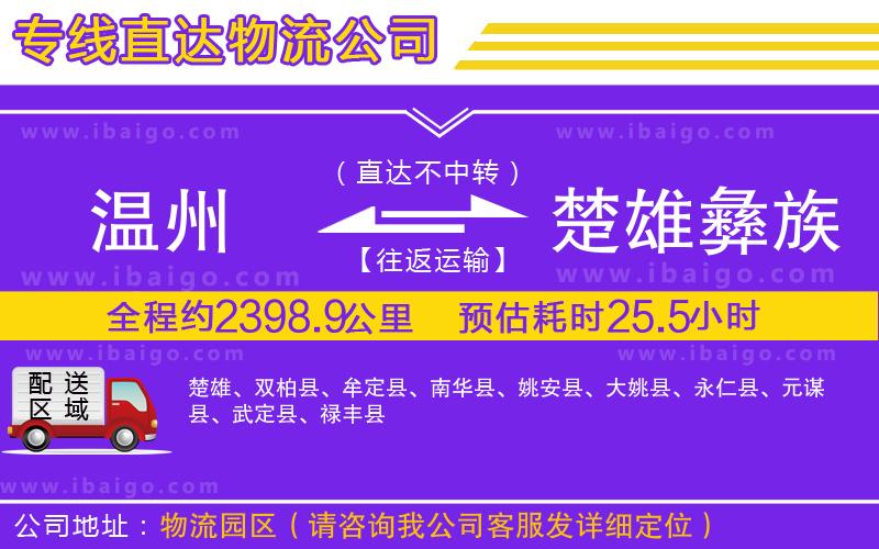 溫州到楚雄彝族自治州物流專線